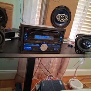 Kenwood Black Car Audio System with Blue Accents